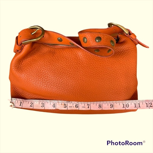 Vintage Miu Miu Y2K  Orange Pebbled Leather Handbag with Brass Studs - Picture 8 of 13